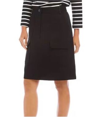 Karen Kane Black Mini Skirt with Flap Patch Pockets Side Pickets Lined